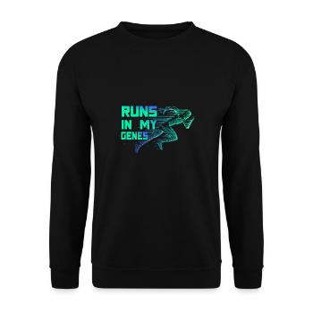 Running Runs In My Genes Marathon Runner Gift - Unisex Sweatshirt - black - Front - Alina (178cm) & Michal (187cm)