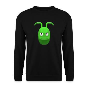 Cheerful green alien with antennas - Unisex Sweatshirt - black - Front - Alina (178cm) & Michal (187cm)
