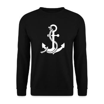 Anker mit Knoten - Unisex Pullover - Schwarz - Vorne - Alina (178cm) & Michal (187cm)