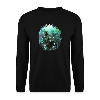 Chat dans la forêt magique - Sweat-shirt Unisexe - noir - Devant - Alina (178cm) & Michal (187cm)