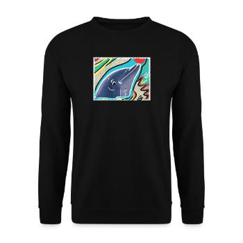 Eg Delfin I Tier I Foto I Zeichnung - Unisex Pullover - Schwarz - Vorne - Alina (178cm) & Michal (187cm)