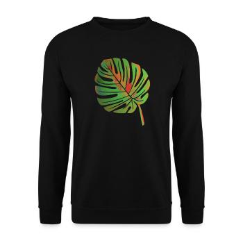 Monstera Blatt - Unisex Pullover - Schwarz - Vorne - Alina (178cm) & Michal (187cm)
