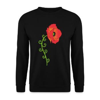 Poppy flower and spiral leaves - Unisex Sweatshirt - black - Front - Alina (178cm) & Michal (187cm)