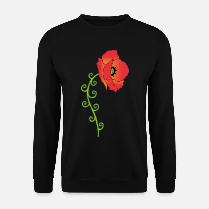 Mohnblume und Spiralblätter - Unisex Pullover - Schwarz
