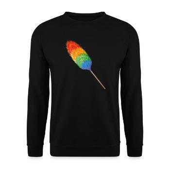 Staubwedel in knallbunten Regenbogenfarben - Unisex Pullover - Schwarz - Vorne - Alina (178cm) & Michal (187cm)