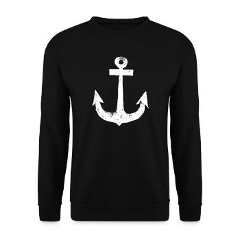 Anker | Anchor | Vintage | Weiss - Unisex Pullover - Schwarz - Vorne - Alina (178cm) & Michal (187cm)