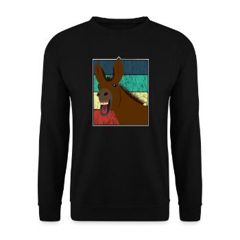 Maultier Muli Esel Pferd Vintage Geschenk - Unisex Pullover - Schwarz - Vorne - Alina (178cm) & Michal (187cm)