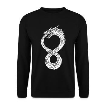 Weißer unendlicher Drache - Unisex Pullover - Schwarz - Vorne - Alina (178cm) & Michal (187cm)
