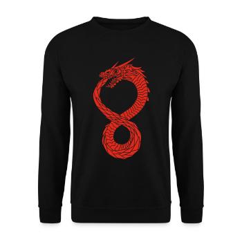 Roter unendlicher Drache - Unisex Pullover - Schwarz - Vorne - Alina (178cm) & Michal (187cm)