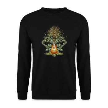 fascinant motif de guitare surréaliste avec arbre - Sweat-shirt Unisexe - noir - Devant - Alina (178cm) & Michal (187cm)