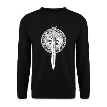 Viking sword and shield (white) - Unisex Sweatshirt - black - Front - Alina (178cm) & Michal (187cm)