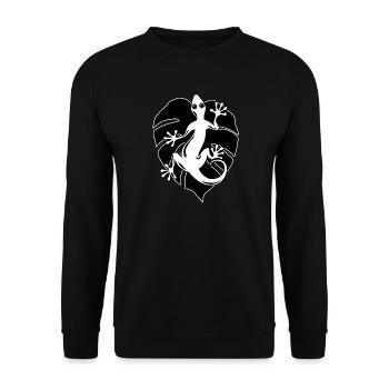 Salamander und Blatt - Unisex Pullover - Schwarz - Vorne - Alina (178cm) & Michal (187cm)