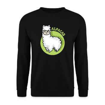 alpaca lama symbol comic cartoon süß Alpaka icon - Unisex Pullover - Schwarz - Vorne - Alina (178cm) & Michal (187cm)