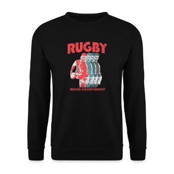Rugby Weltmeisterschaft Mehrfachdruck - Unisex Pullover - Schwarz - Vorne - Alina (178cm) & Michal (187cm)