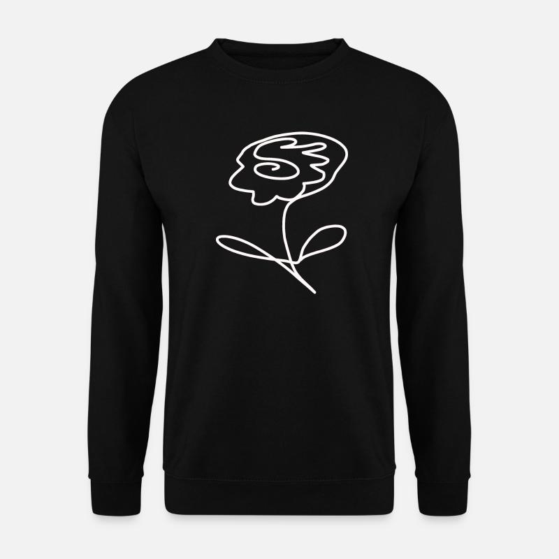 Blume weiß weiße Blume one line art Blume weiß - Unisex Pullover - Schwarz