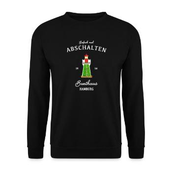 Hamburg Bunthaus, Einfach mal abschalten - Unisex Pullover - Schwarz - Vorne - Alina (178cm) & Michal (187cm)