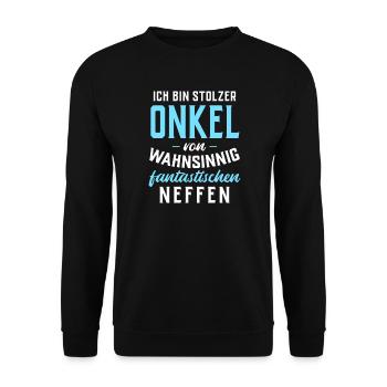 Stolzer Onkel von wahnsinnig fantastischen Neffen - Unisex Pullover - Schwarz - Vorne - Alina (178cm) & Michal (187cm)