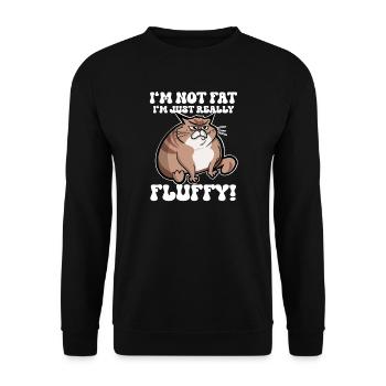 Dicke Katze Lustige Sprüche - Unisex Pullover - Schwarz - Vorne - Alina (178cm) & Michal (187cm)