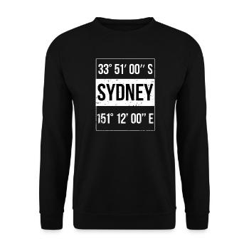 Sydney Koordinaten Australien - Unisex Pullover - Schwarz - Vorne - Alina (178cm) & Michal (187cm)