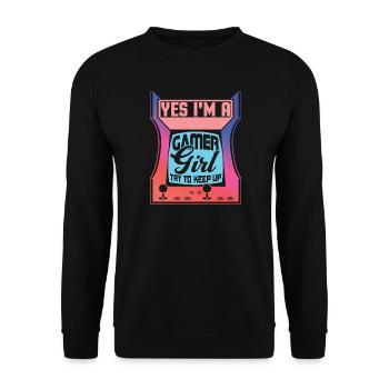 Oui, je suis une fille de joueur Essayez de suivre, Gaming Funny - Sweat-shirt Unisexe - noir - Devant - Alina (178cm) & Michal (187cm)