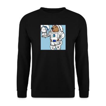 Capybara-Astronaut - Unisex Pullover - Schwarz - Vorne - Alina (178cm) & Michal (187cm)