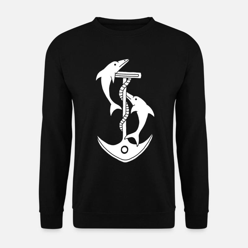 Ancre et dauphins (blanc) - Sweat-shirt Unisexe - noir