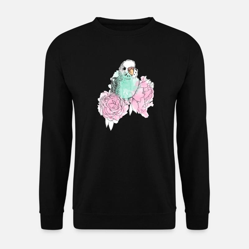 Budgerigars and peonies - Unisex Sweatshirt - black