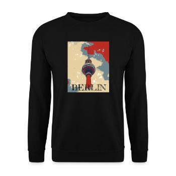 Fernsehturm Berlin The Place to be - Unisex Sweatshirt - black - Front - Alina (178cm) & Michal (187cm)