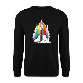 Fusée arc-en-ciel - Sweat-shirt Unisexe - noir - Devant - Alina (178cm) & Michal (187cm)