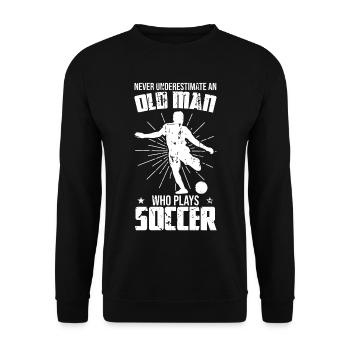 Never underestimate an old footballer - Unisex Sweatshirt - black - Front - Alina (178cm) & Michal (187cm)