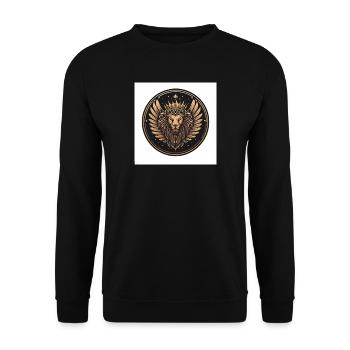 Majestätischer Löwenkopf Gold/Bronze - Unisex Pullover - Schwarz - Vorne - Alina (178cm) & Michal (187cm)