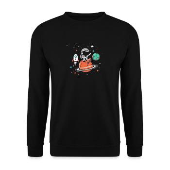 Astronaut on Orange Planet Space Adventure - Unisex Sweatshirt - black - Front - Alina (178cm) & Michal (187cm)
