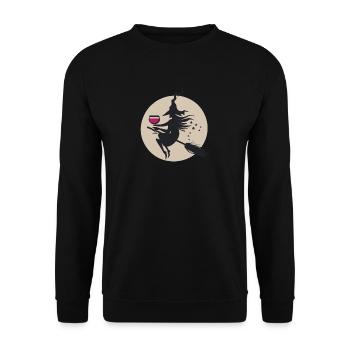 Moonlit Witch on Broom with Wine - Unisex Sweatshirt - black - Front - Alina (178cm) & Michal (187cm)