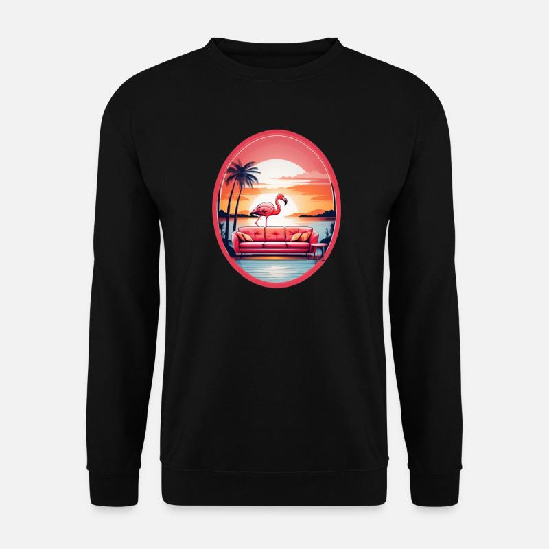 Flamingo Sofa - Unisex Pullover - Schwarz