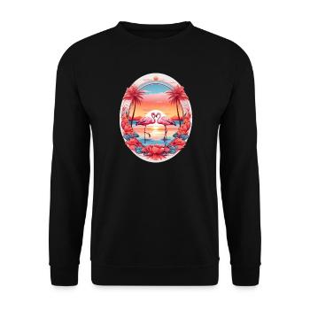 Flamingos - Unisex Sweatshirt - black - Front - Alina (178cm) & Michal (187cm)
