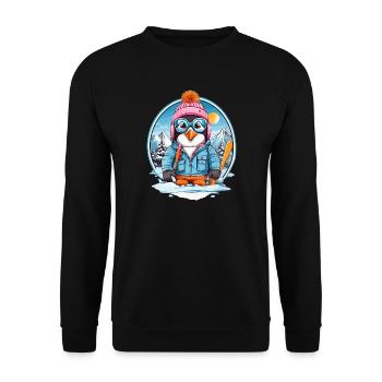 Pingouin mignon - Sweat-shirt Unisexe - noir - Devant - Alina (178cm) & Michal (187cm)
