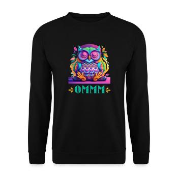 Hibou de la paix intérieure, le T-shirt méditatif - Sweat-shirt Unisexe - noir - Devant - Alina (178cm) & Michal (187cm)