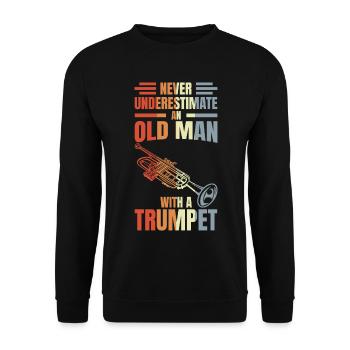 Funny Trumpet Grandfather - Unisex Sweatshirt - black - Front - Alina (178cm) & Michal (187cm)