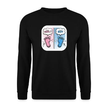 Füße Geschlecht Baby Junge oder Mädchen - Unisex Pullover - Schwarz - Vorne - Alina (178cm) & Michal (187cm)