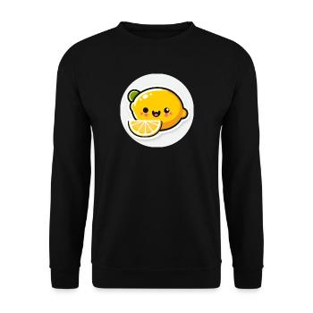 Mignon citron jaune rieur dans le style comique - Sweat-shirt Unisexe - noir - Devant - Alina (178cm) & Michal (187cm)