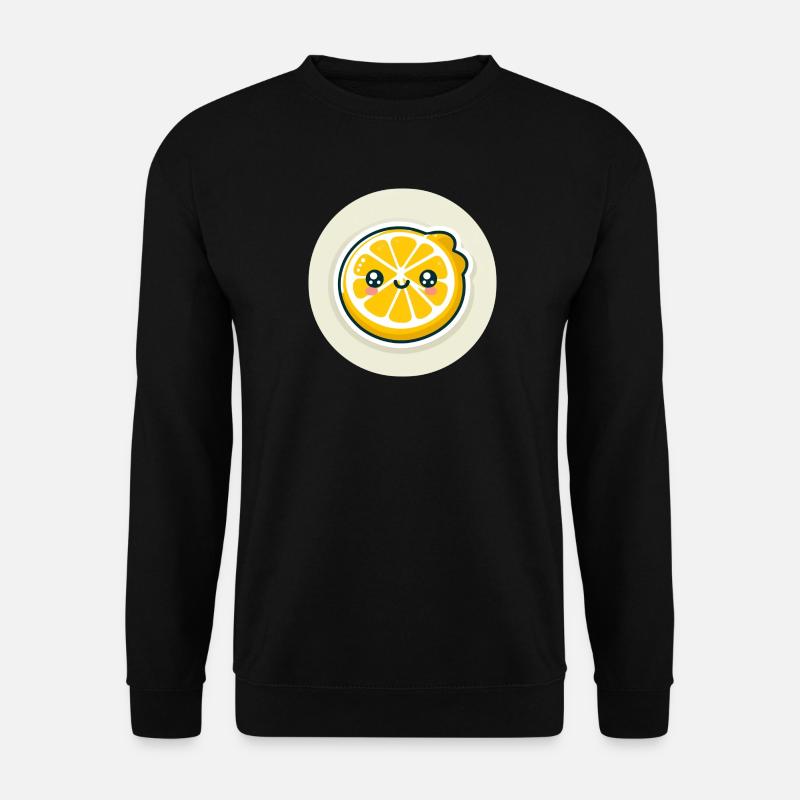 Gelbe Zitronenscheibe mit Gesicht - Unisex Pullover - Schwarz