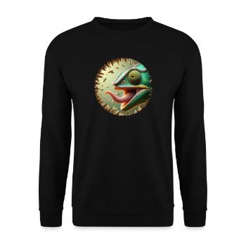 Chameleon with bees and long tongue - Unisex Sweatshirt - black - Front - Alina (178cm) & Michal (187cm)