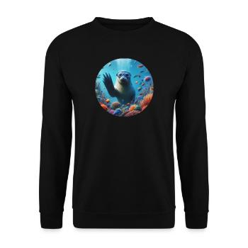 Naviguez dans la mer avec des lunettes de plongée - Sweat-shirt Unisexe - noir - Devant - Alina (178cm) & Michal (187cm)