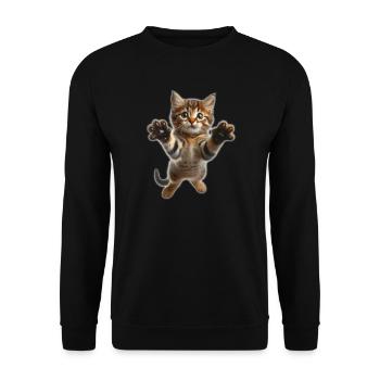 Mignon petit chat qui saute - Sweat-shirt Unisexe - noir - Devant - Alina (178cm) & Michal (187cm)