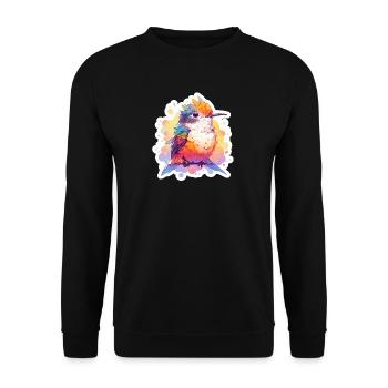Süßer Bunter Vogel Natur Detailreich Shirt - Unisex Pullover - Schwarz - Vorne - Alina (178cm) & Michal (187cm)