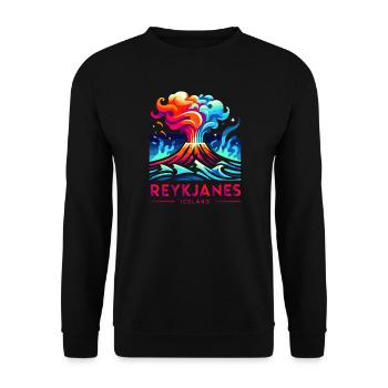 Vulkanausbruch von Reykjanes, Island - Unisex Pullover - Schwarz - Vorne - Alina (178cm) & Michal (187cm)