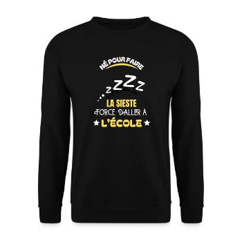 La Sieste Forcée À l'École - Sweat-shirt Unisexe - noir - Devant - Alina (178cm) & Michal (187cm)
