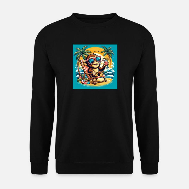 Äffchen am Strand - Unisex Pullover - Schwarz