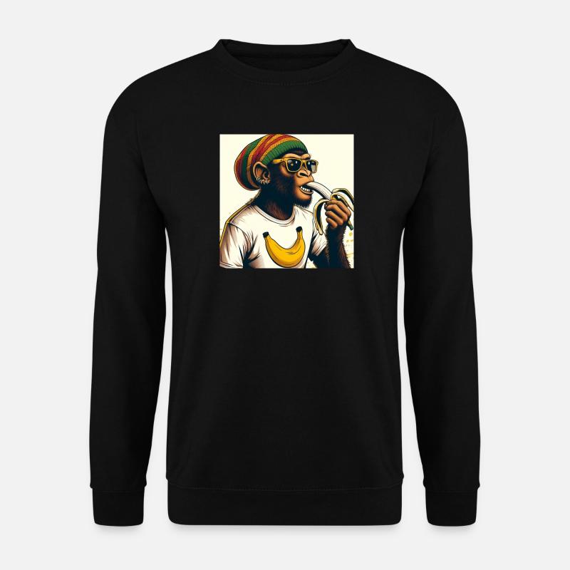 Cooler Affe isst Banane - Unisex Pullover - Schwarz