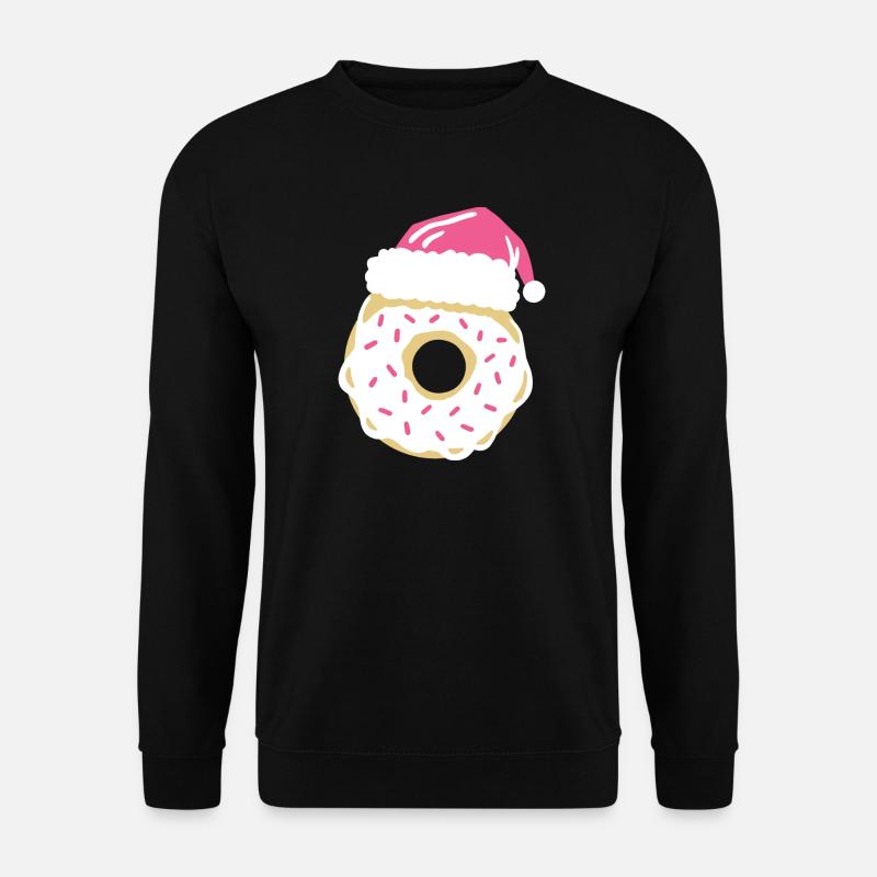 Donut mit Weihnachtsmütze - Unisex Pullover - Schwarz